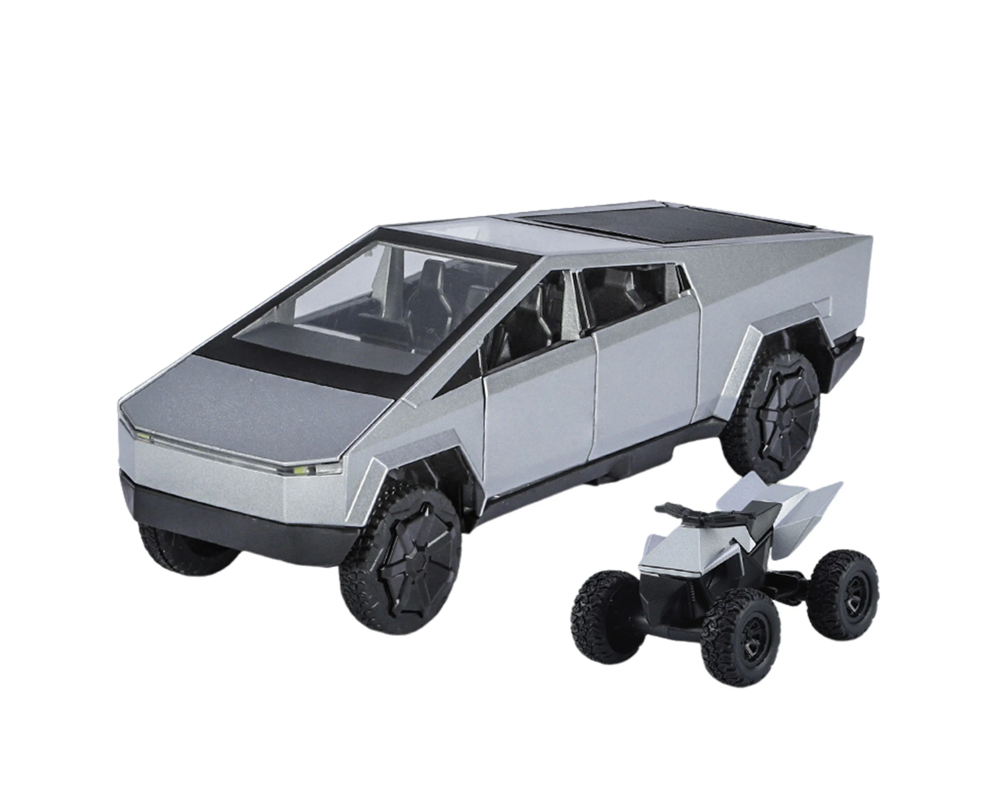 Diecast Toy 1:32 Scale Alloy Cars for Tesla pickup Toy Model Kids with Light Vehicles-silver