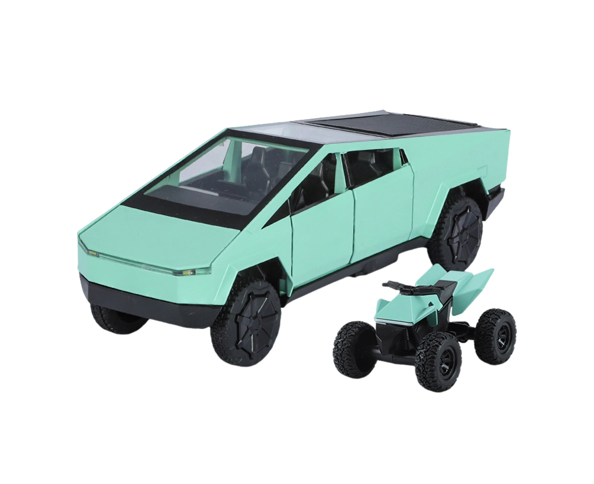 Diecast Toy 1:32 Scale Alloy Cars for Tesla pickup Toy Model Kids with Light Vehicles-green