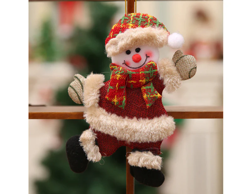 1PCS Christmas Little Dolls,Tree Accessories ,Christmas Doll Dancing Old Man Snowman Deer Bear Fabric Doll  Hanging Dancing Pendant Gift(Snowman)