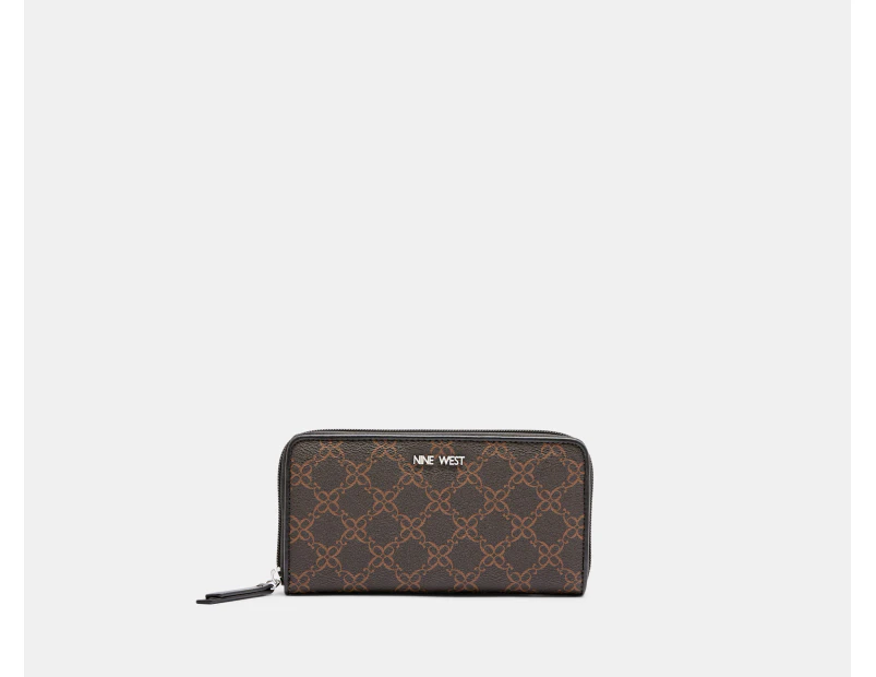 Nine West Zuri Zip Around Wallet - Brown Logo/Black