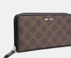 Nine West Zuri Zip Around Wallet - Brown Logo/Black