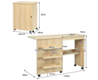 Giantex Foldable Sewing Table Sewing Machine Craft Station w/Lockable Casters Light Natural