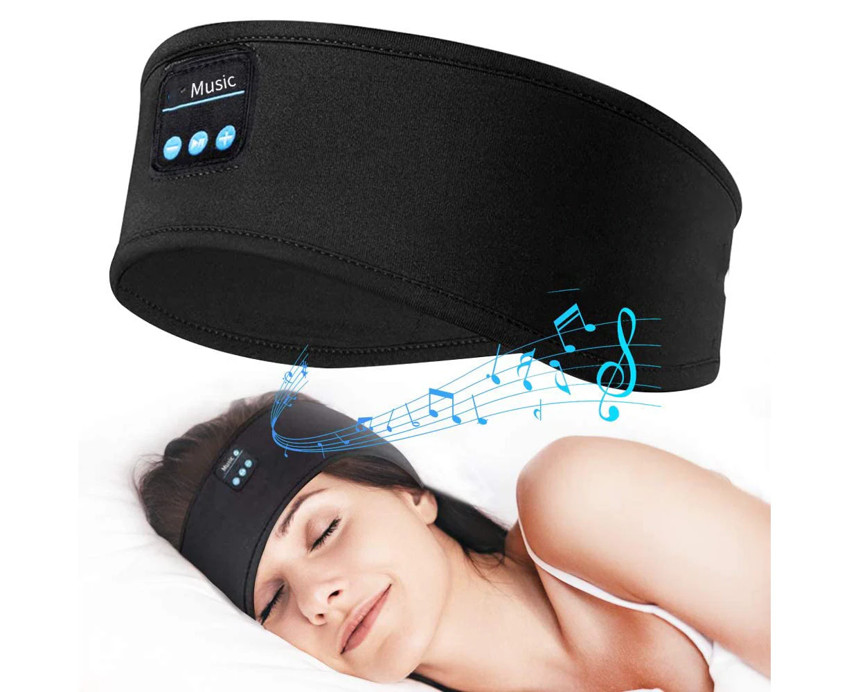 Sleep Mask Headphones Wireless Bluetooth Sports Headband Bass Speakers-Black