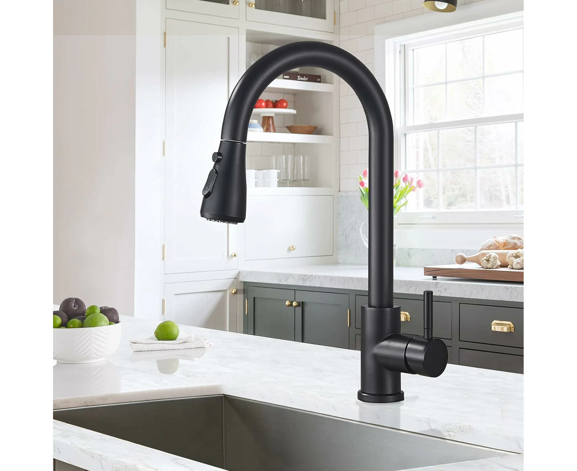 Kitchen Faucet With Pull Out Spray Black 360° Rotating Sink Mixer Tap With 3 Spray Modes Single Lever Kitchen Mixer Tap Cold And Hot Sink Available