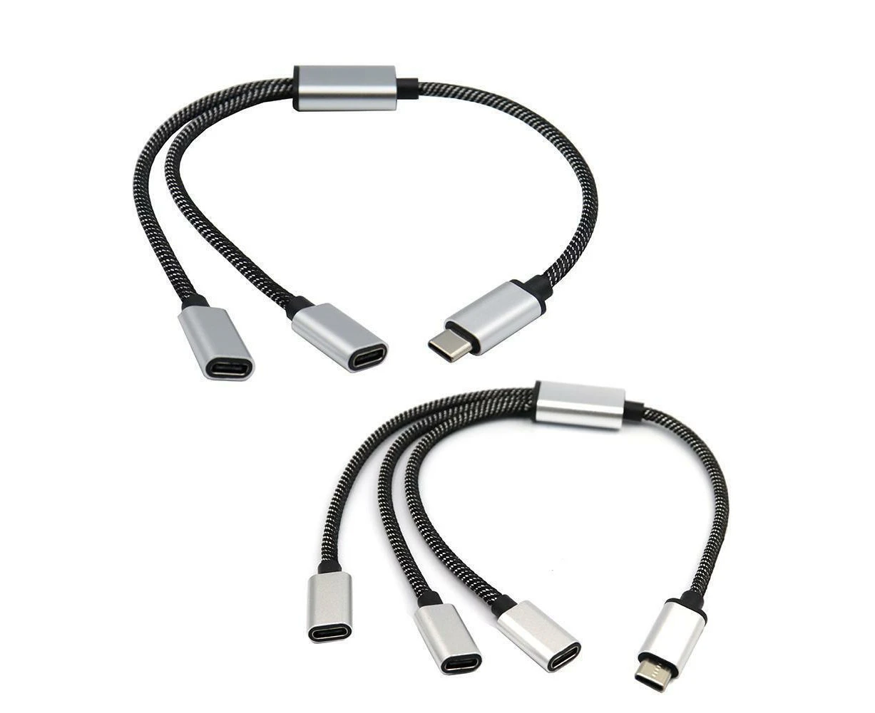 New USB C Male to Two USB C Female Splitter Hub for Type C Charger Cables