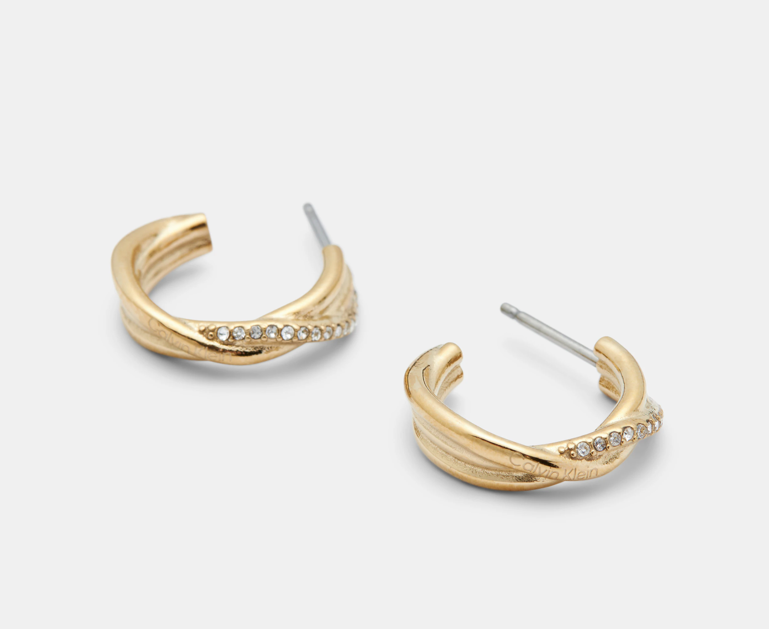 Calvin Klein Crystallised Weave Hoop Earrings - Gold