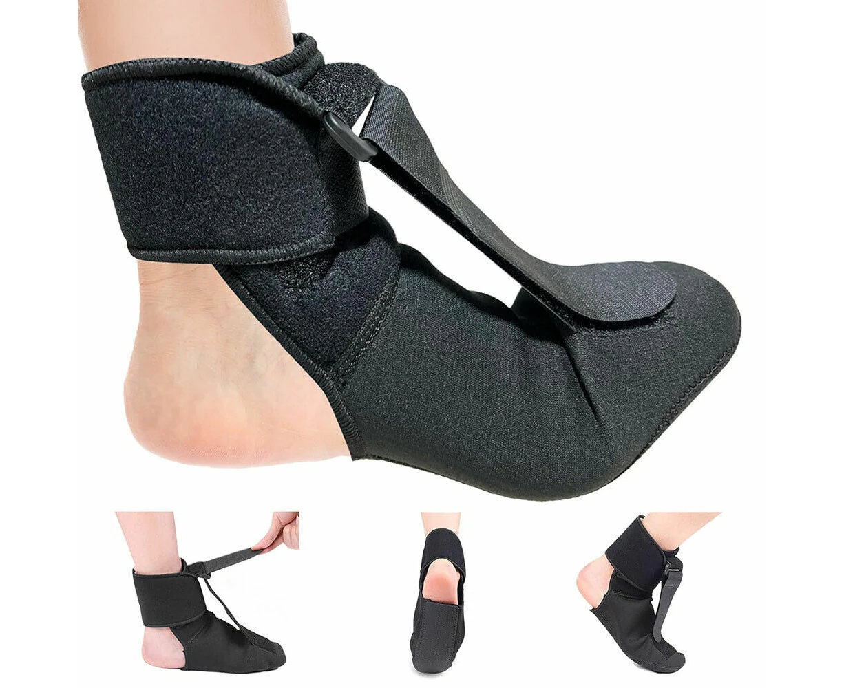 1Pc Plantar Fasciitis Night Splint Sock Adjustable Foot Support (Medium) Black