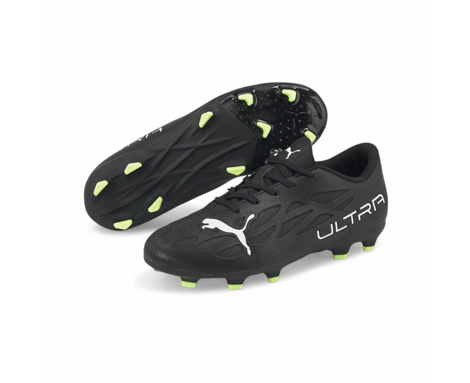 PUMA Ultra 4.4 FG/AG Football Boots - Black/White-Fizzy  - YOUTH - Kids Shoe