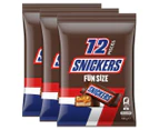 3 x 12pk Snickers Fun Size Share Bag 180g