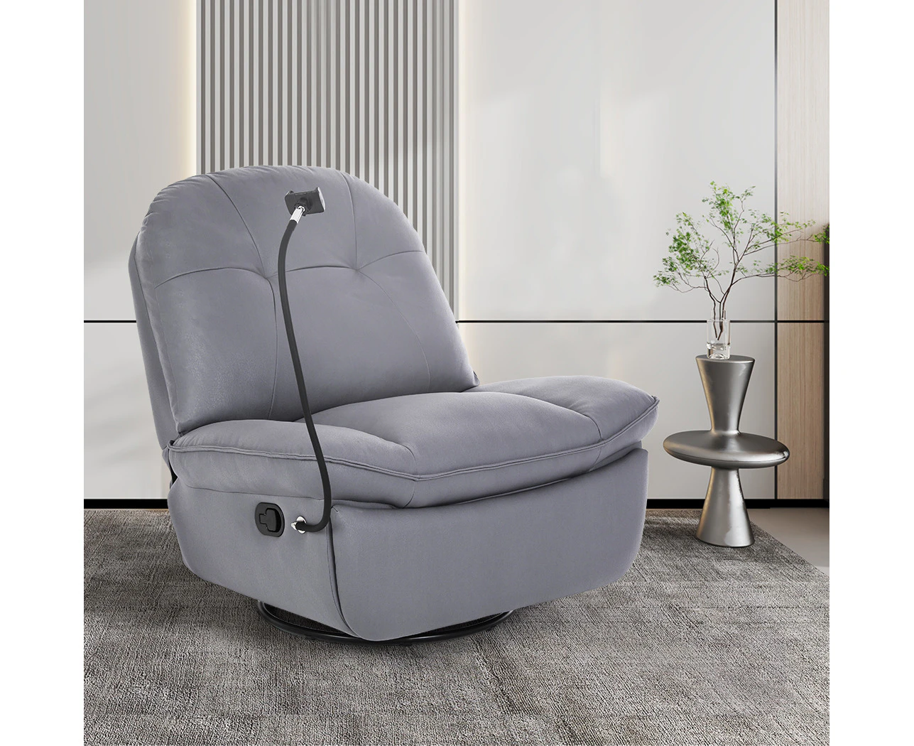 Levede Recliner Chair Lounge 360°Swivel Rocker Sofa Comfy Armchair Lounge Grey