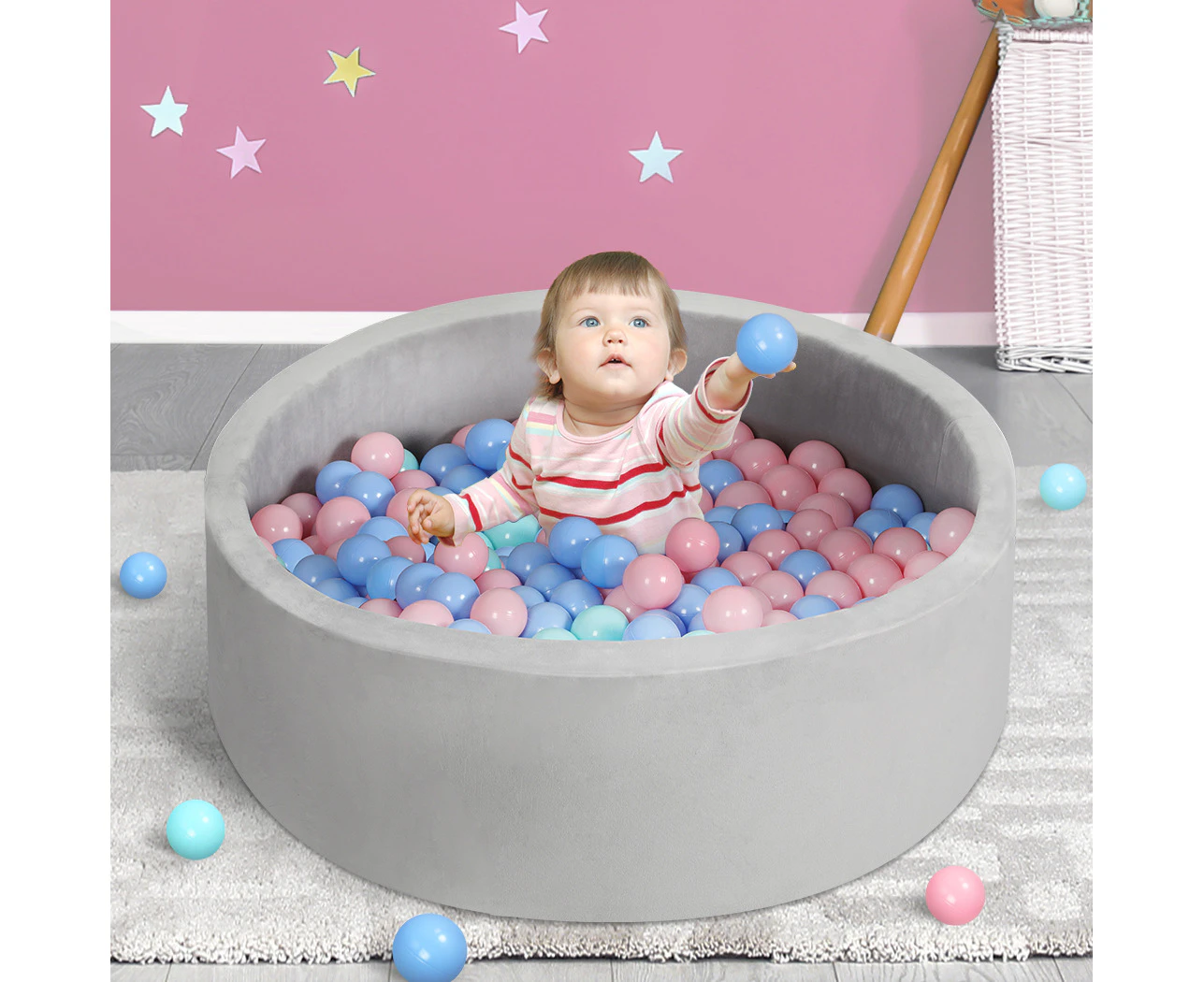 Bopeep Kids Balls Pit Baby Ocean Play Foam Pool Barrier Toy Padding Child Grey