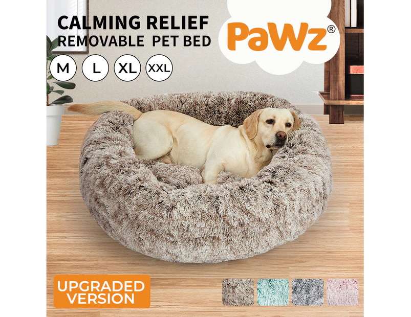 Pawz Pet Dog Cat Calming Bed Warm Soft Plush Sleeping Kennel Removable Washable - Charcoal