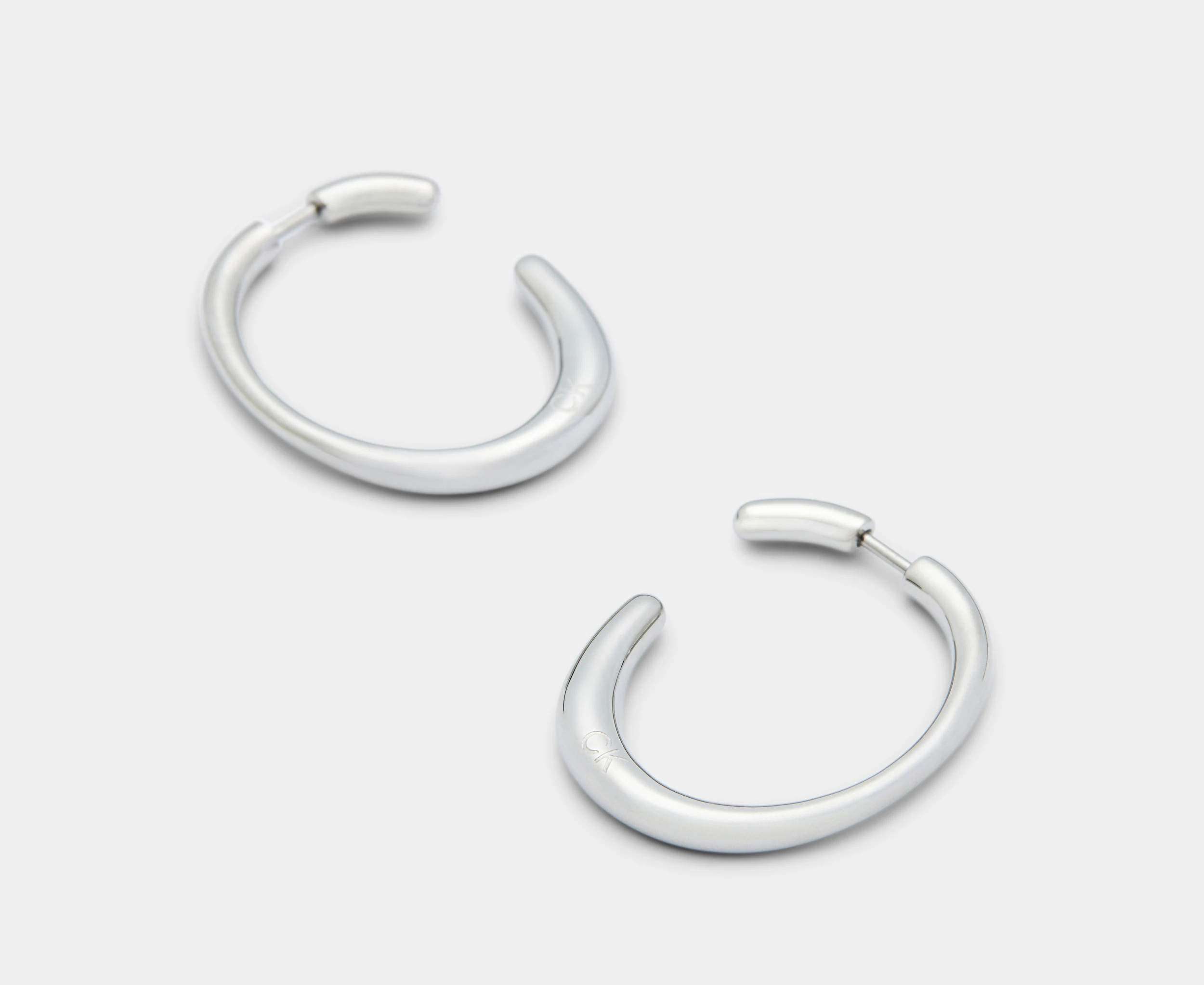 Calvin Klein Elongated Drops Hoop Earrings - Silver