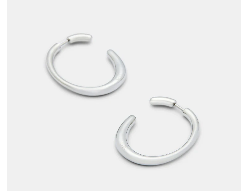 Calvin Klein Elongated Drops Hoop Earrings - Silver