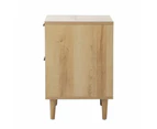 Oikiture Bedside Table Nightstand 2 Drawers Side End Table Storage Natural