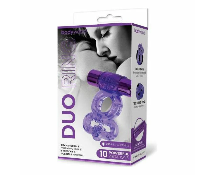 Bodywand Recharge Duo Purple Couples Vibrating Ring Bw Duo 001 Unisex Erection And Testicle Pleasure