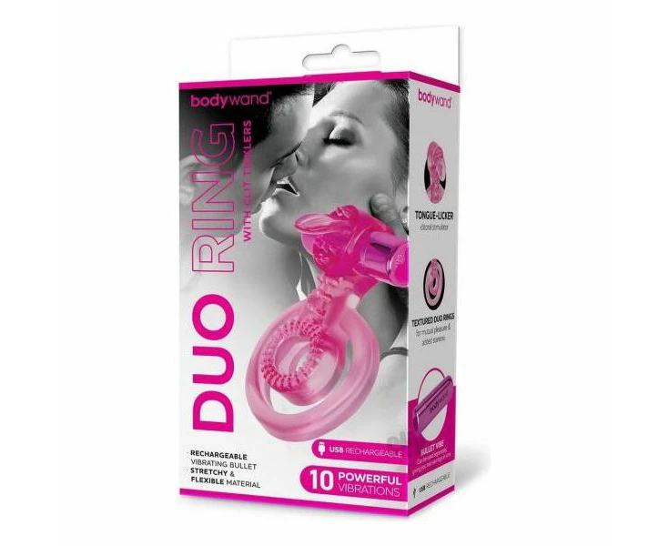 Bodywand Recharge Duo Ring With Clit Ticklers Model Bwduo1 Unisex Dual Stimulator In Pink