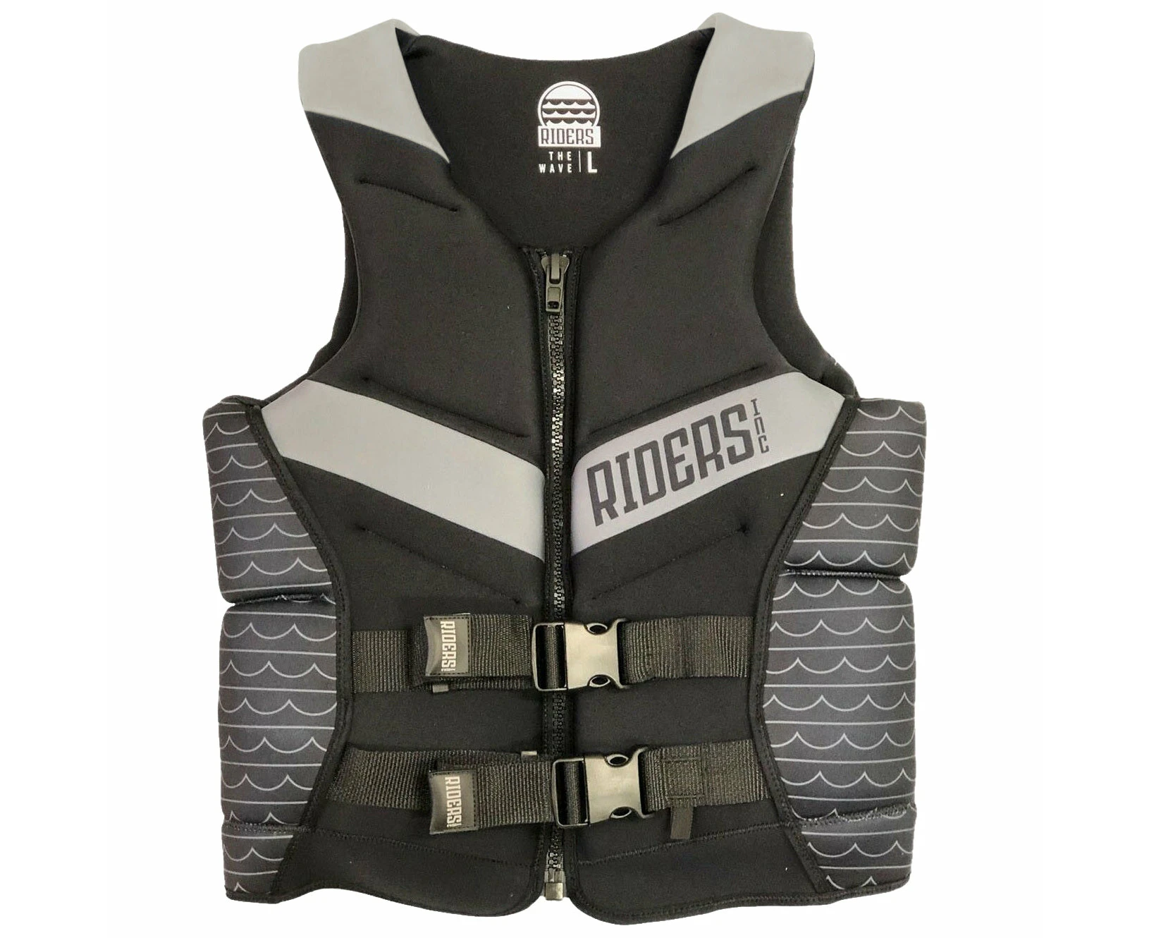 Riders Inc The Wave Men's Pfd Life Jacket Vest Black Grey Sizes L 5xl