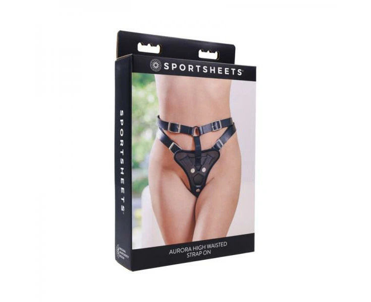 Sportsheets Aurora High Waisted Strap On Dildo Harness Model Ahw 500 Female Anal Play Black