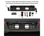 KKmoon European License Plate Frame Backup Camera 12 LED Rear View Camera with Reversing Radar System Parking Sensor