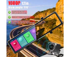 KKmoon 3 Cameras Dash Cam 12in 2.5K Clear Car Rearview Mirror BT Car Video Recording Camcorder Touched Screen Car Camera Recorder Auto Driving Recorder