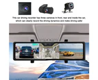 KKmoon 3 Cameras Dash Cam 12in 2.5K Clear Car Rearview Mirror BT Car Video Recording Camcorder Touched Screen Car Camera Recorder Auto Driving Recorder