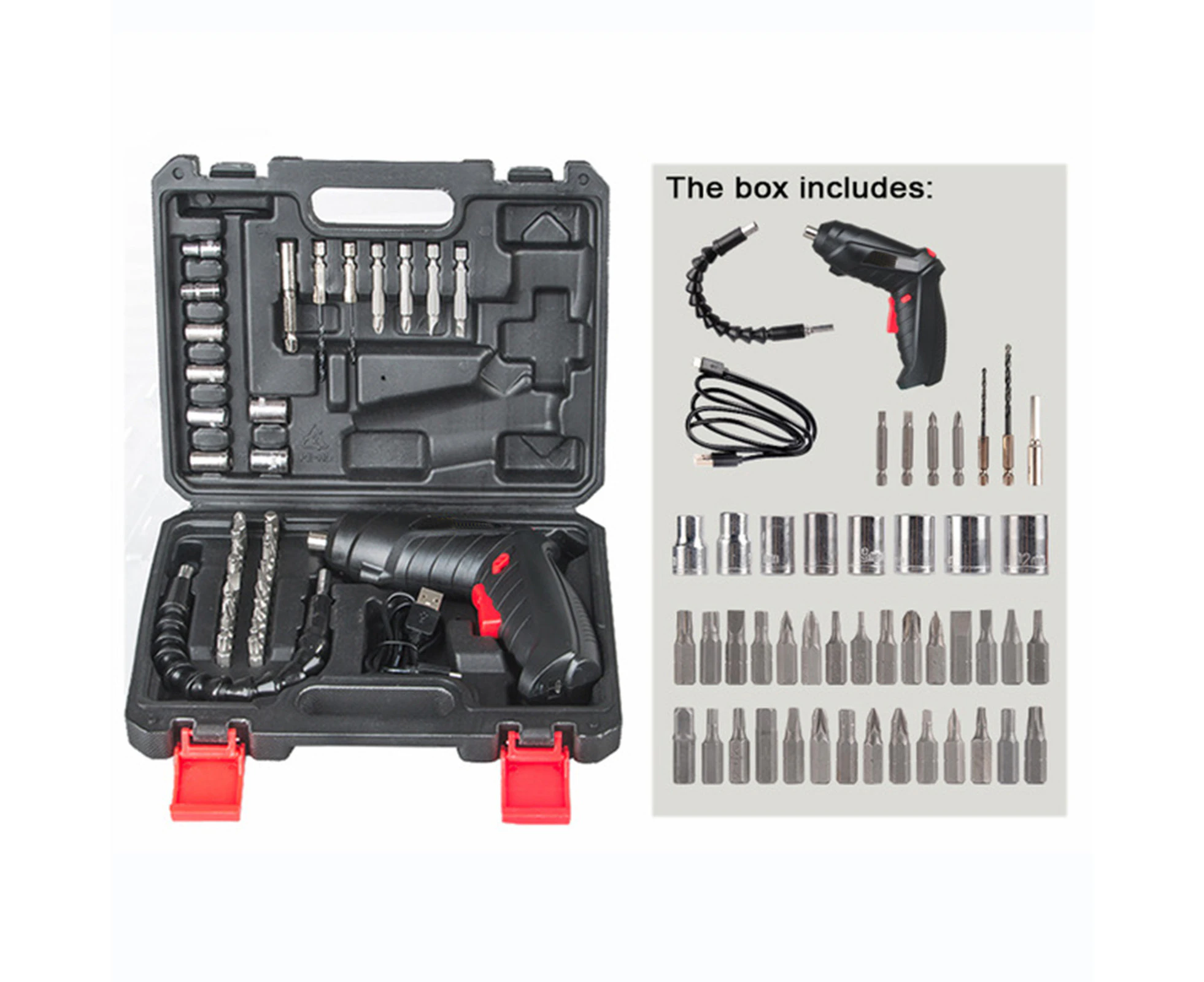 KKmoon 47PCS Electric Screwdriver Set 3.6V Cordless Electric Drill Screwdriver   Kit Portable Repair Tool High Precision Power Tools Foldable Electric   Sc