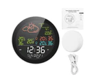 KKmoon Tuya Wifi Smart Weather Station with Clock Indoor and Outdoor Temperature & Humidity Meter Multifunctional Large Color Screen Weather Clock Temp. &