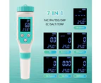 KKmoon 7in1 Water Quality Monitor Chlorine PH Total Dissolved Solids SALT ORP FAC EC Temperature Test Meter Multi-functional Mariculture Water Quality Test