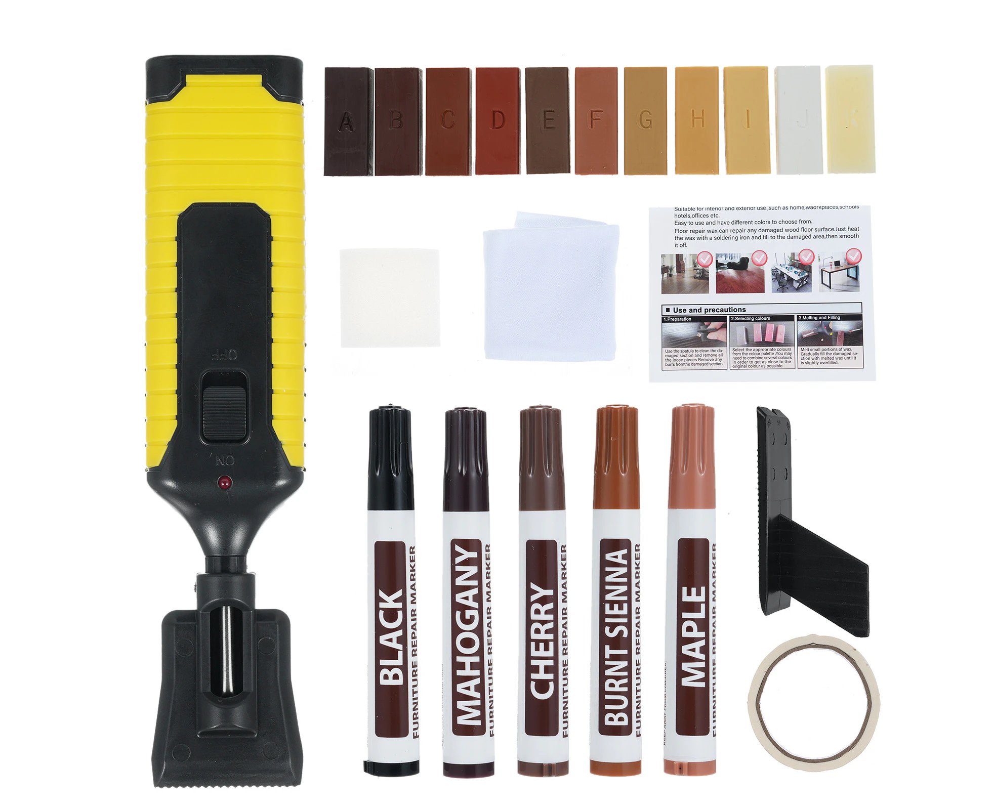 KKmoon Hardwood Floor Repair Kit Laminate Vinyl Floor Repair Kit with 11 Colors Restoration Block Restore Any Scratches Cracks Stains for Wood Floors Table