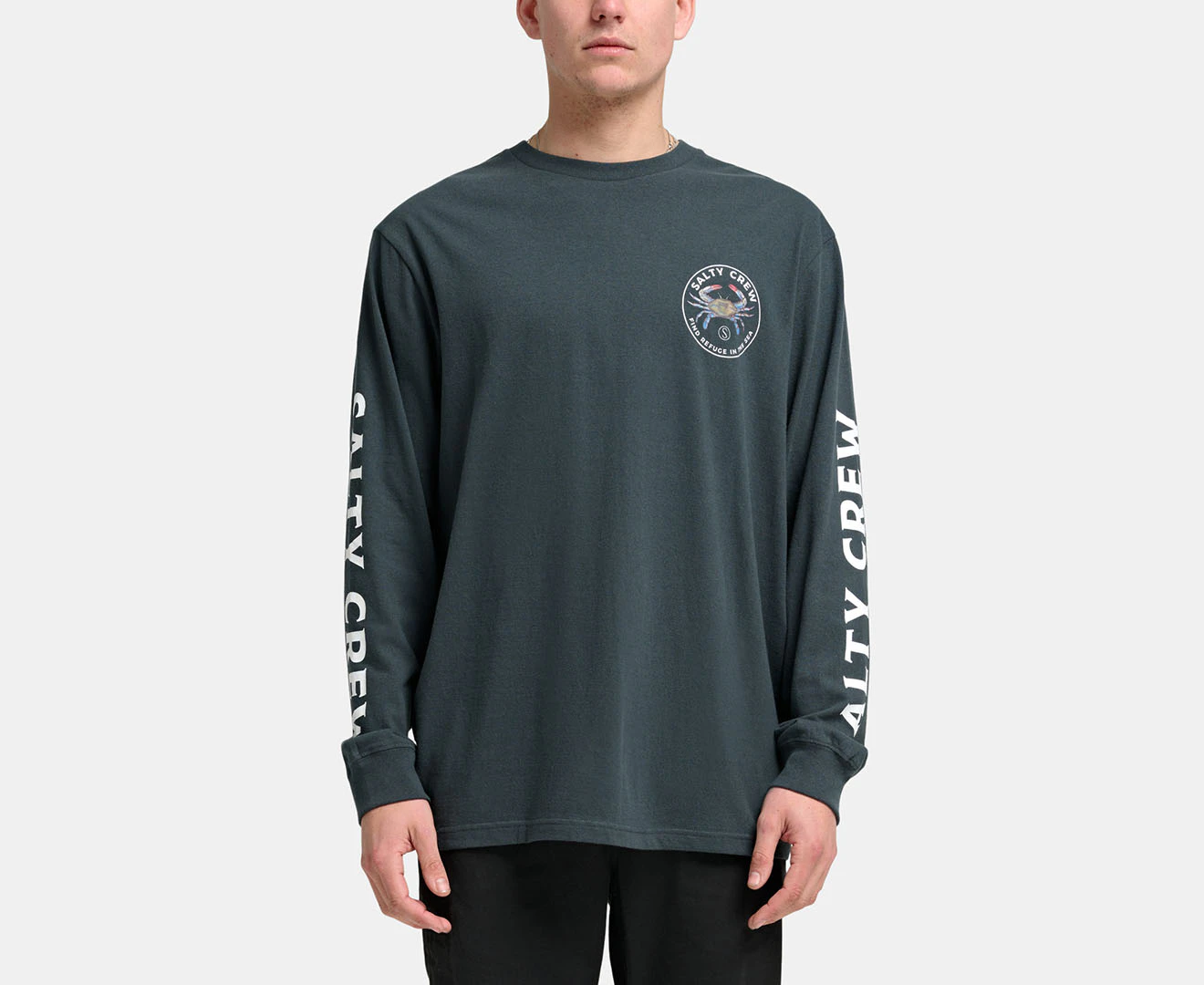 Salty Crew Men's Blue Crabber Long Sleeve Tee / T-Shirt / Tshirt - Coal