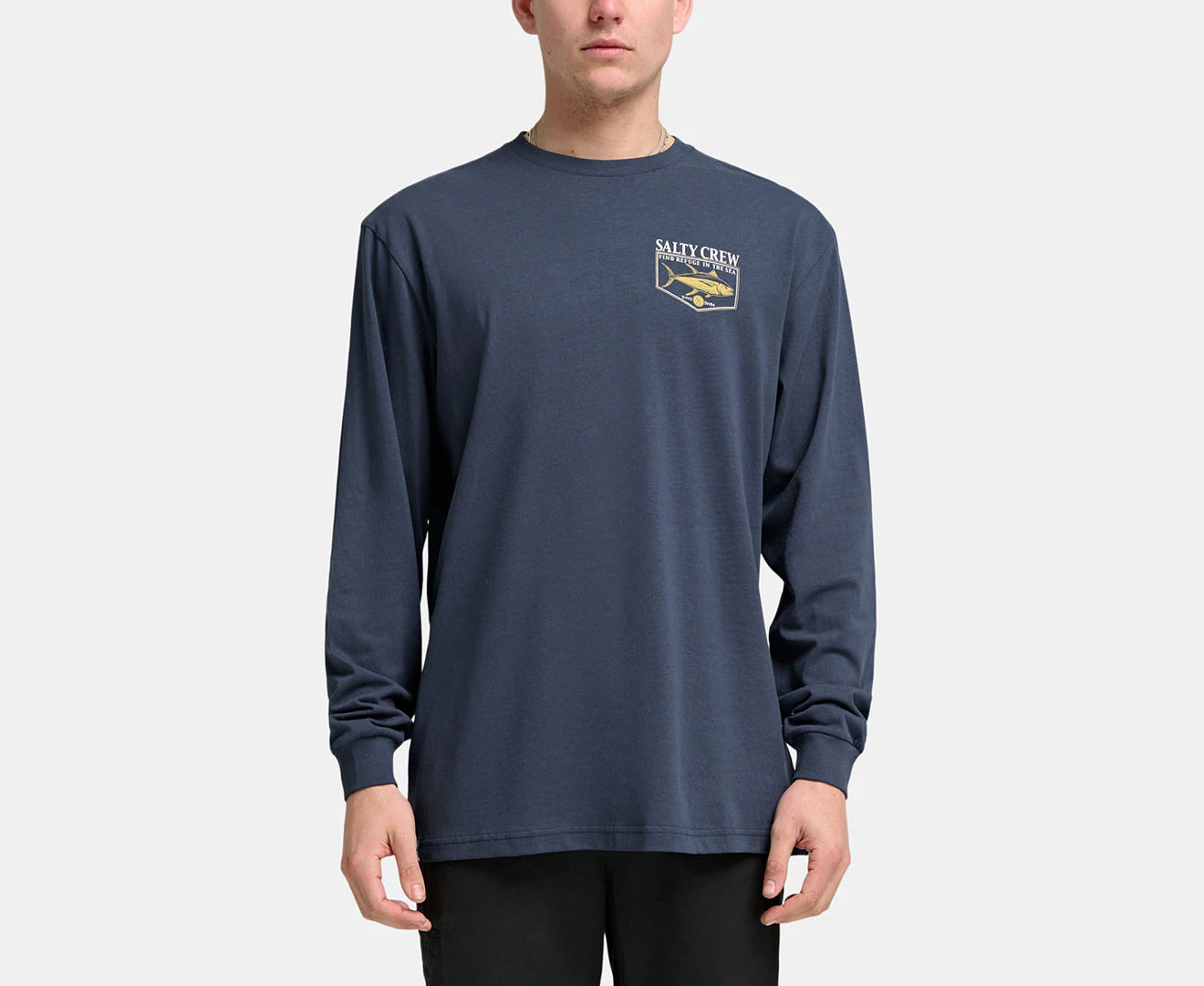 Salty Crew Men's Angler Long Sleeve Tee / T-Shirt / Tshirt - Navy