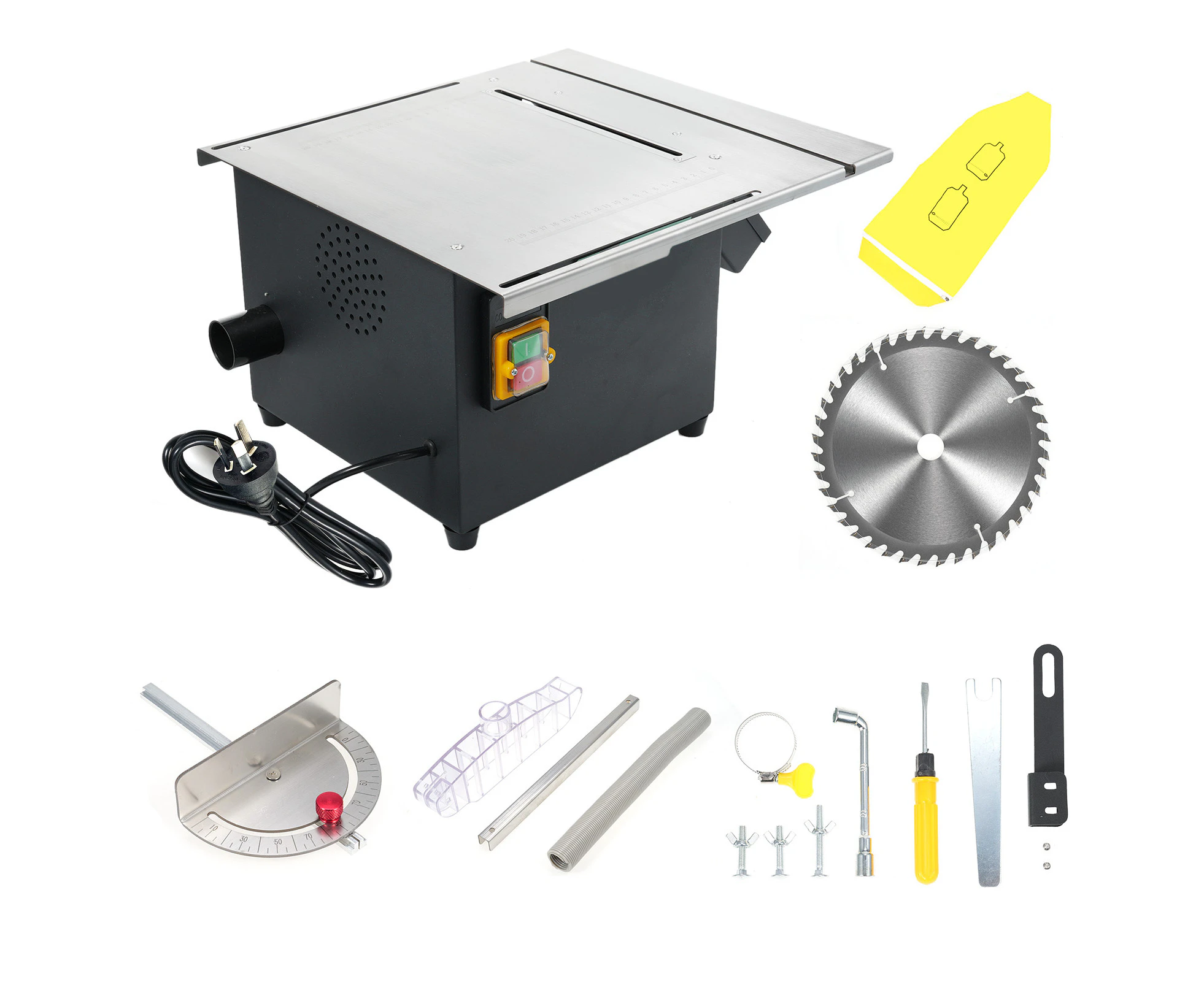 KKmoon Portable Table Saw 1600W Compact Tablesaw 5000RPM 360*390mm(14*15inch) Table Saw w/40T Blade Dust Bag Adjustable Cut Depth and Angle 45° Bevel Cutti