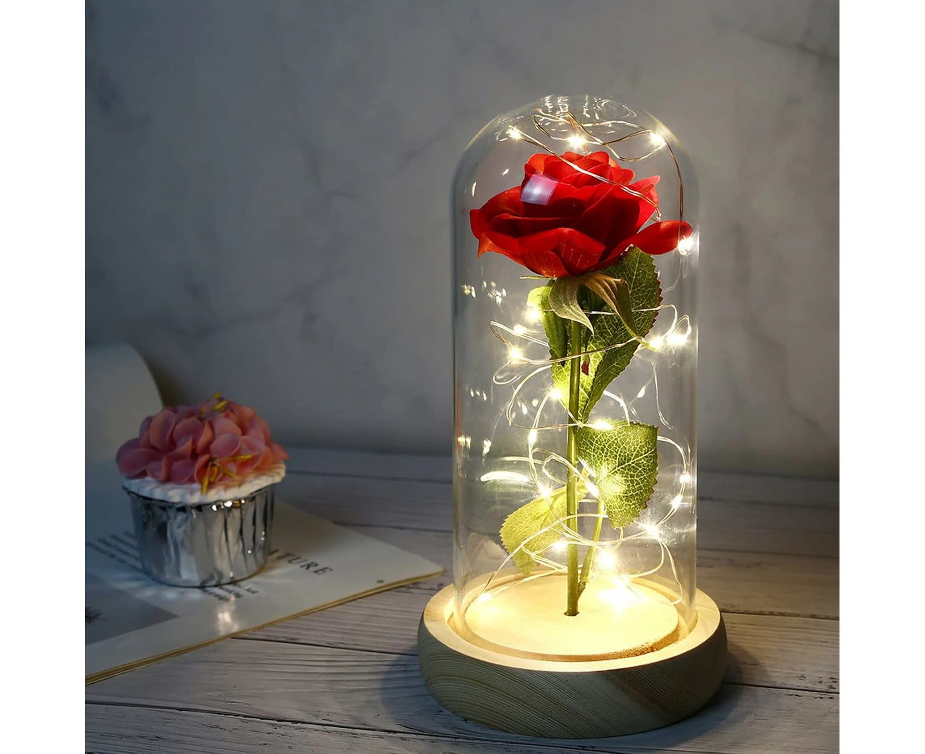 Beauty and the Beast Rose, Forever Rose Flowers in Glass Dome