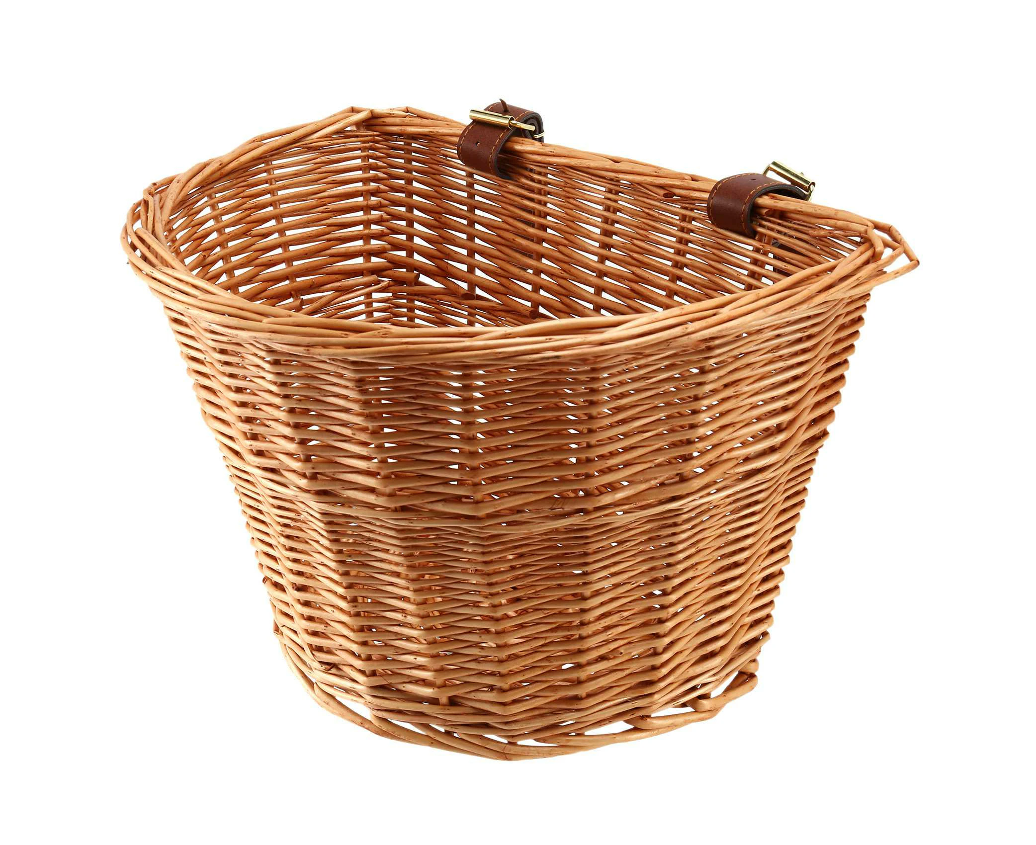 Retro, Handmade, Wicker Bicycle Front Basket with Leather