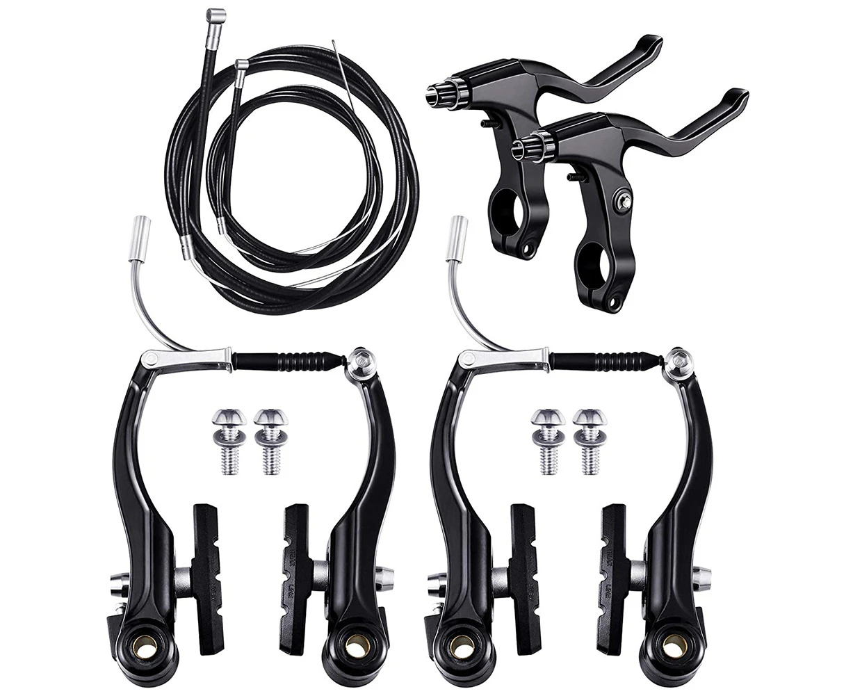 Complete Mtb Bicycle Mountain Bike Set,V Brake + Outer Cables + Lever + Front&Rear Brake Cable Bike Brake