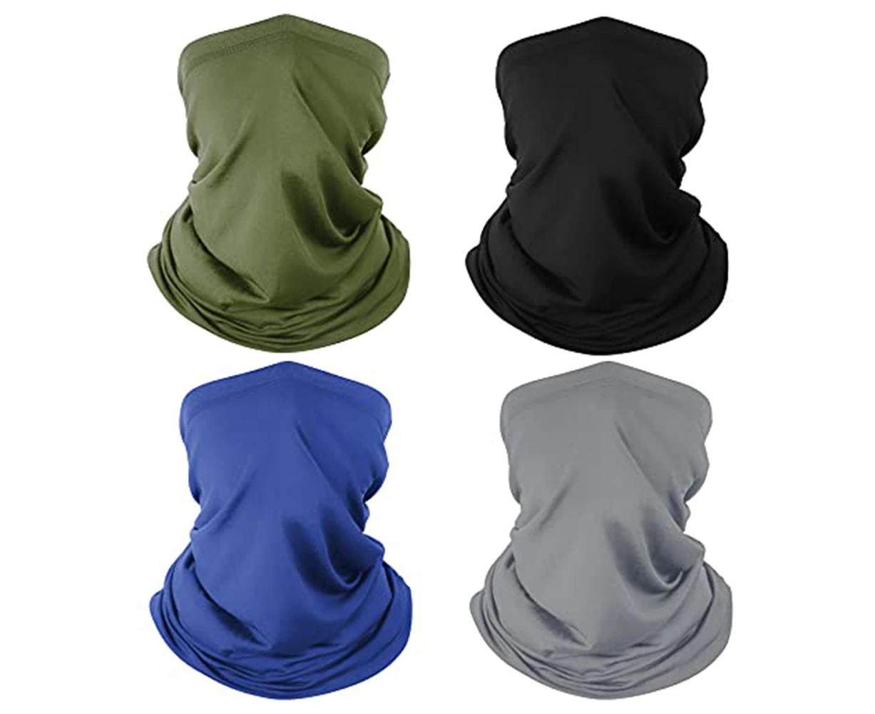 4 Pack Neck Gaiter Breathable Bandana Mask for Outdoor Protection, Washable Reusable Mask for Men Women Cycling,