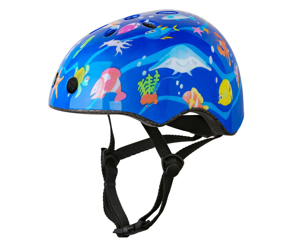 Cute Kids Bike Helmet Boys Girls Adjustable Safety Comfort Helmets for Multi-Sports Cycle Skating Blue Underwater