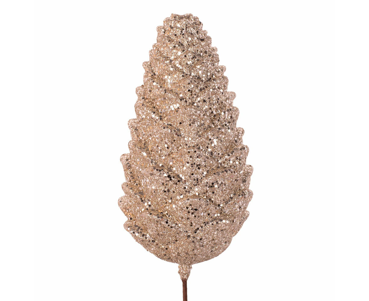 Champagne Glitter Pinecone Pick 46cm