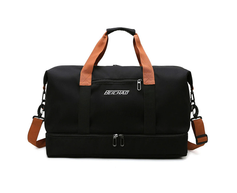 Large Capacity Travel Bag Short-distance Travel Luggage Bag Portable Fitness Bag Shoulder Bag Crossbody Chest Bag Handbag-Black