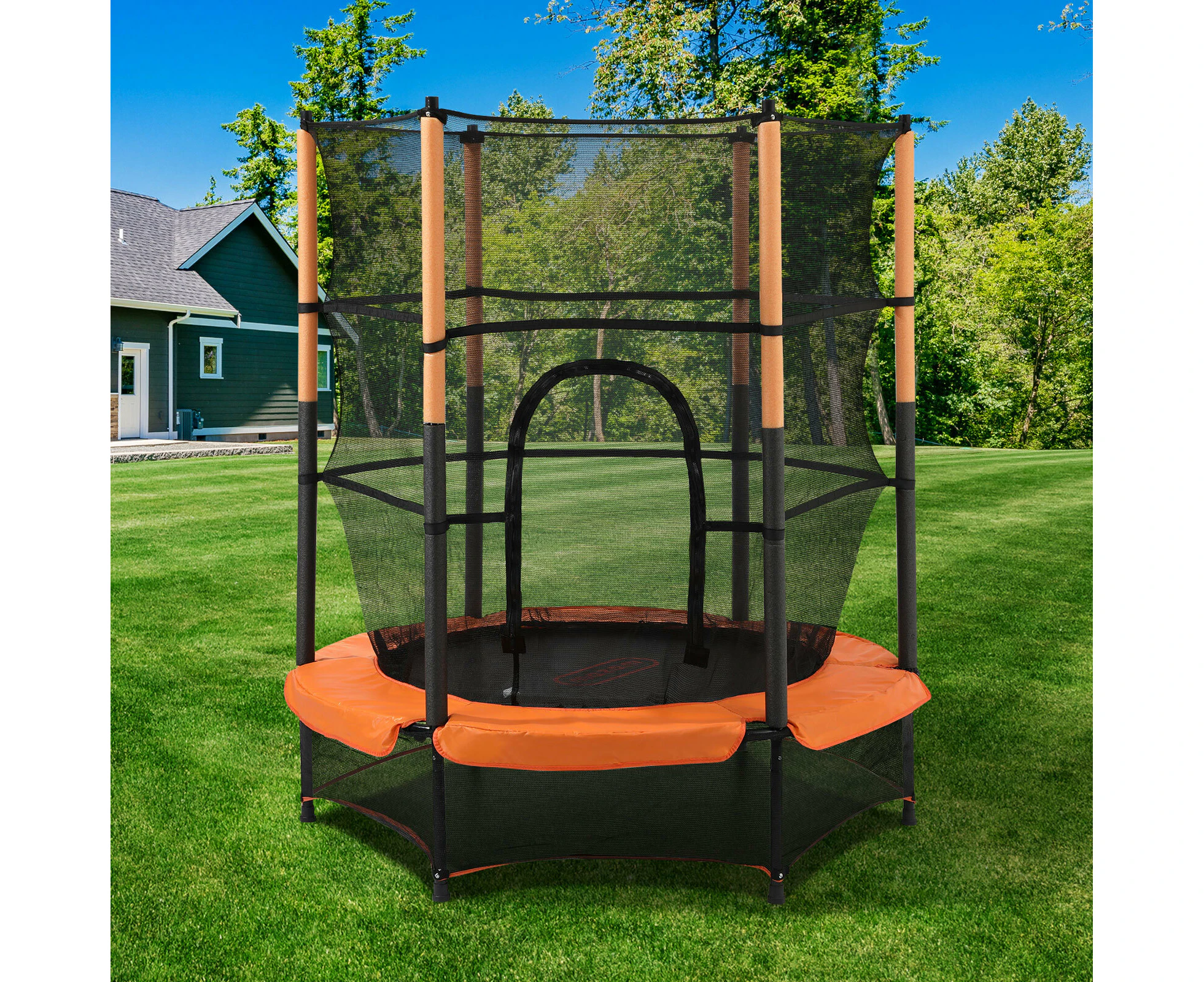 Mazam 55 Inch Trampoline for Kids w/ Encosure Safety Net Round