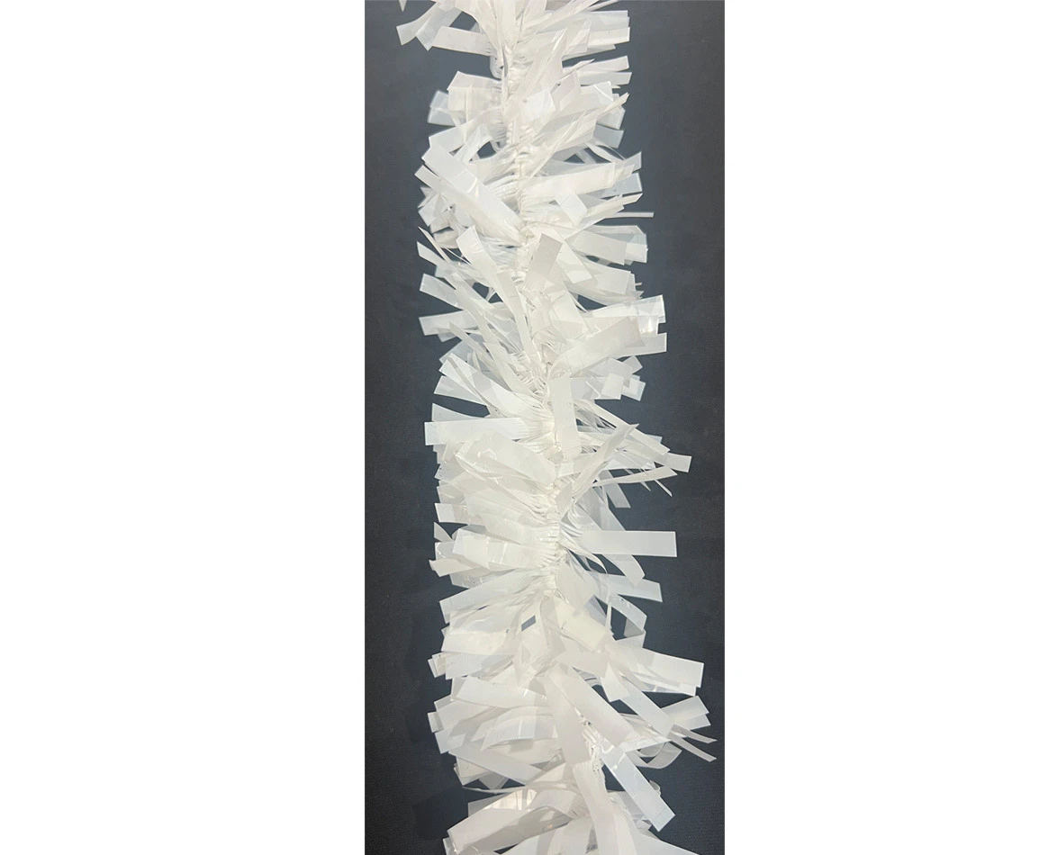 2x Christmas Tinsel Garland - White Thick Matt