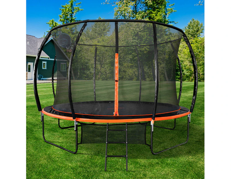 Mazam 12FT Trampoline Kids Tramplines Safety Net Basketball Set Ladder Round