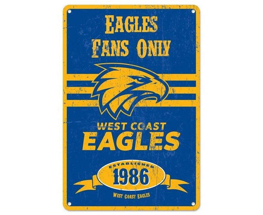 AFL Retro Supporter Tin Sign - West Coast Eagles - Man Cave - Heritage