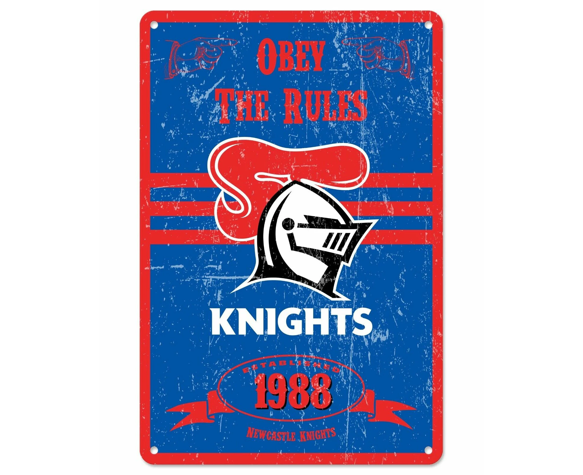 NRL Retro Supporter Tin Sign - Newcastle Knights - Man Cave - Heritage