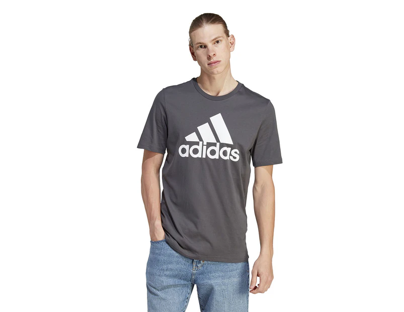 Adidas Men's Essentials Single Jersey Big Logo Tee / T-Shirt / Tshirt - Solid Grey