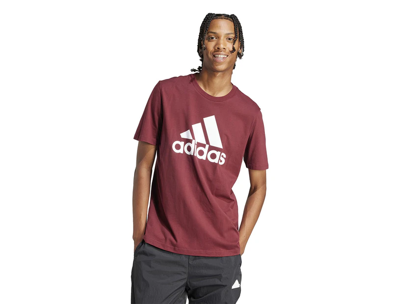 Adidas Men's Essentials Single Jersey Big Logo Tee / T-Shirt / Tshirt - Shadow Red