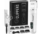 Pet Grooming Clipper Dog 3-Speed Low Noise Rechargeable Cordless White