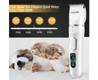 Pet Grooming Clipper Dog 3-Speed Low Noise Rechargeable Cordless White