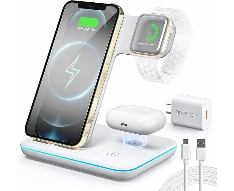 3 in 1 Wireless Charger 15W Fast Wireless Charging Station 3-In-1 Wireless Dock